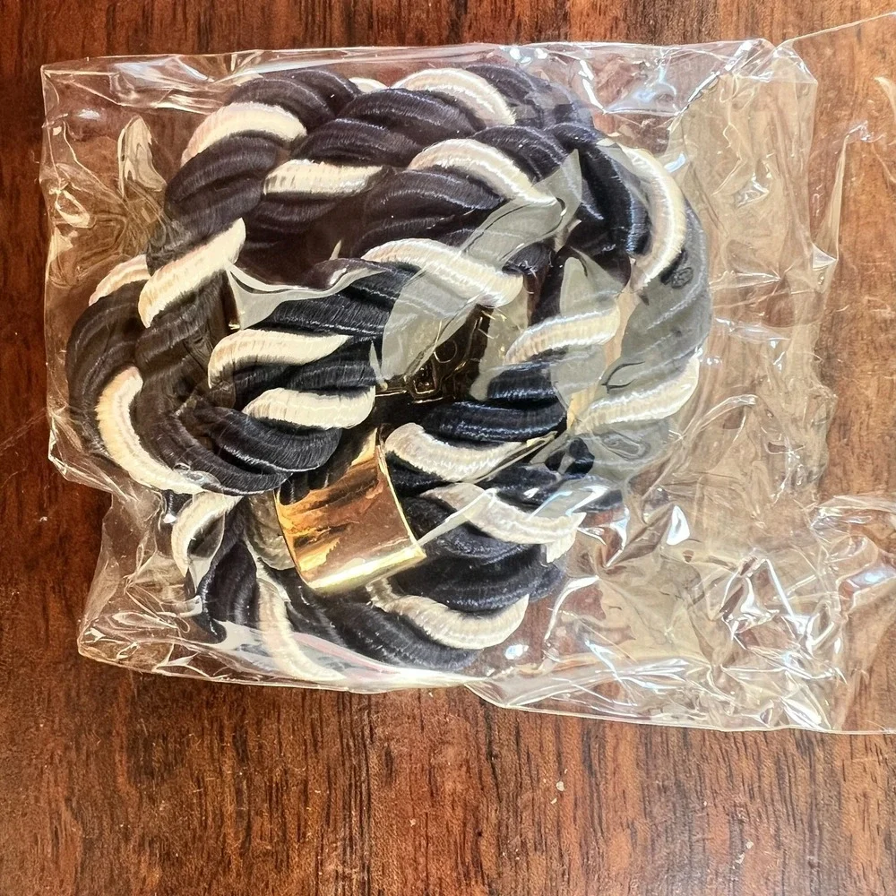 Avon Nautical Anchor Cord Bracelet NOS in Box Navy White Rope w/ Gold Anchor‎